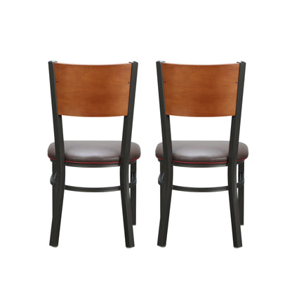 Chaise d'appoint Sylas en métal noir rembourré avec dossier en bois (lot de 2)