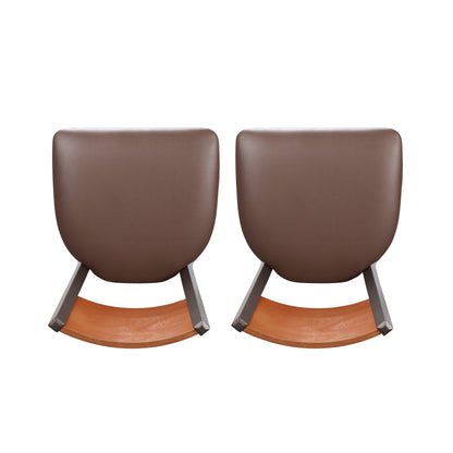 Chaise d'appoint Sylas en métal noir rembourré avec dossier en bois (lot de 2)