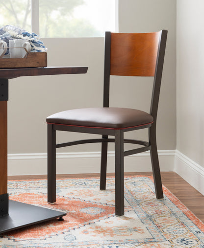 Chaise d'appoint Sylas en métal noir rembourré avec dossier en bois (lot de 2)