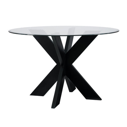 Table de salle à manger Auden noire avec plateau en verre