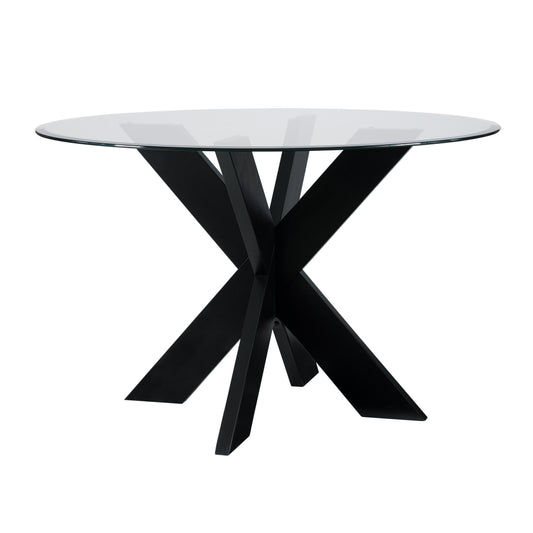 Table de salle à manger Auden noire avec plateau en verre