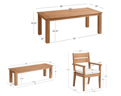Ensemble de salle à manger d'extérieur Cannon 5 pièces avec bancs