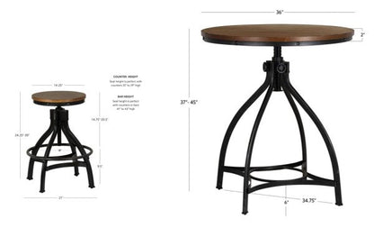 Ensemble table de bar ronde Haywood 5 pièces avec tabourets réglables