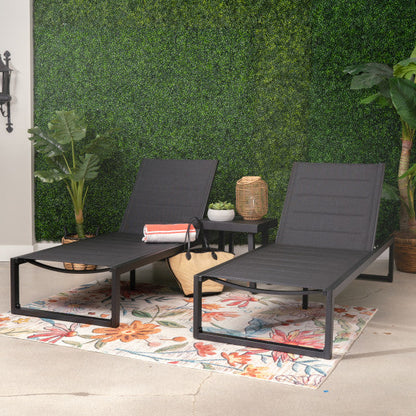 Ensemble de chaise longue et table 3 pièces Alora en aluminium