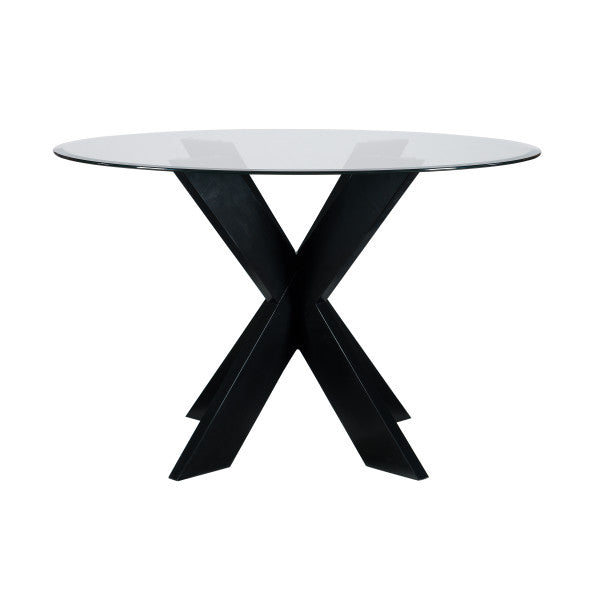 Table de salle à manger Auden noire avec plateau en verre