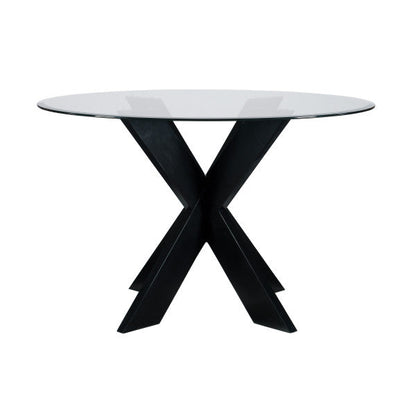 Table de salle à manger Auden noire avec plateau en verre