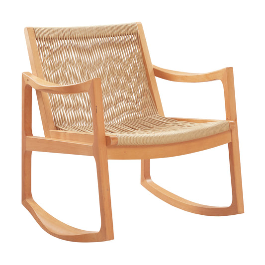 Fauteuil à bascule Rowan en tissu naturel tissé