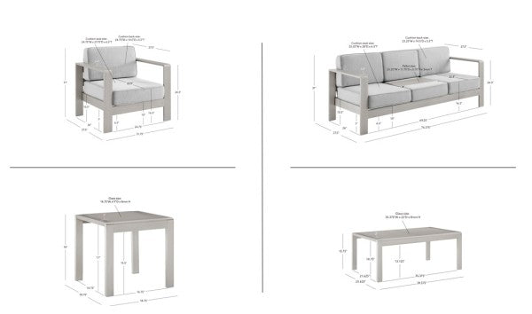 Ensemble de conversation 5 pièces Key Largo pour canapé 3 places