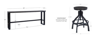 Ensemble de 5 pièces comprenant un canapé, un bar et 4 tabourets Haywood