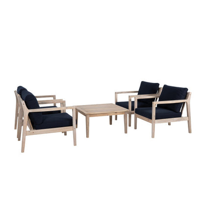 Ensemble de 5 chaises d'appoint bleues Svana