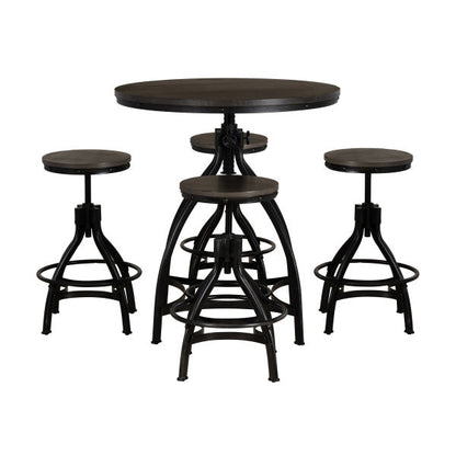 Ensemble table de bar ronde Haywood 5 pièces avec tabourets réglables