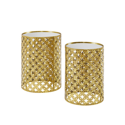 Ensemble de 2 tables gigognes Gia Gold avec miroir
