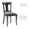 Siège rembourré de chaise Roma noire (lot de 2)