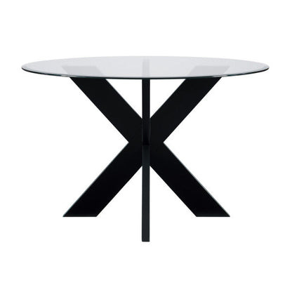 Table de salle à manger Auden noire avec plateau en verre