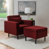 Ensemble fauteuil et repose-pieds en velours Welby Berry