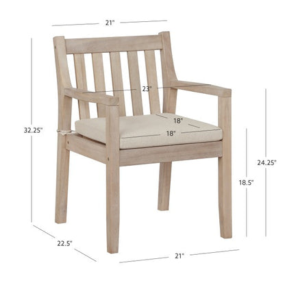 Chaises de salle à manger d'extérieur Svana Natural avec accoudoirs (lot de 2)