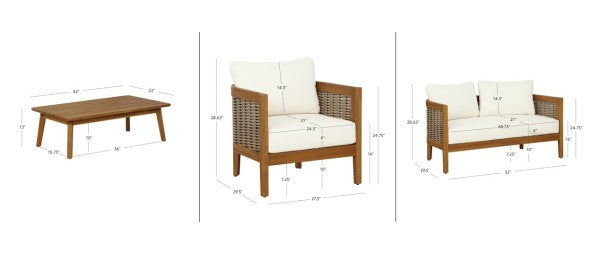 Ensemble d'extérieur 4 pièces St. Lucia marron