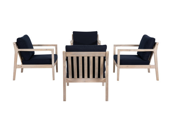 Ensemble de 5 chaises d'appoint bleues Svana