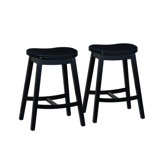 Tabourets de bar Cappy sans dossier avec coussin en similicuir (lot de 2)