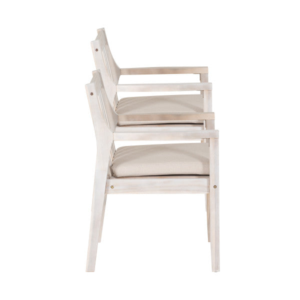 Chaises de salle à manger d'extérieur Svana Natural avec accoudoirs (lot de 2)