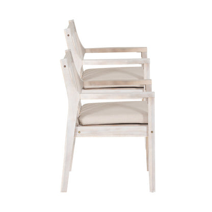 Chaises de salle à manger d'extérieur Svana Natural avec accoudoirs (lot de 2)