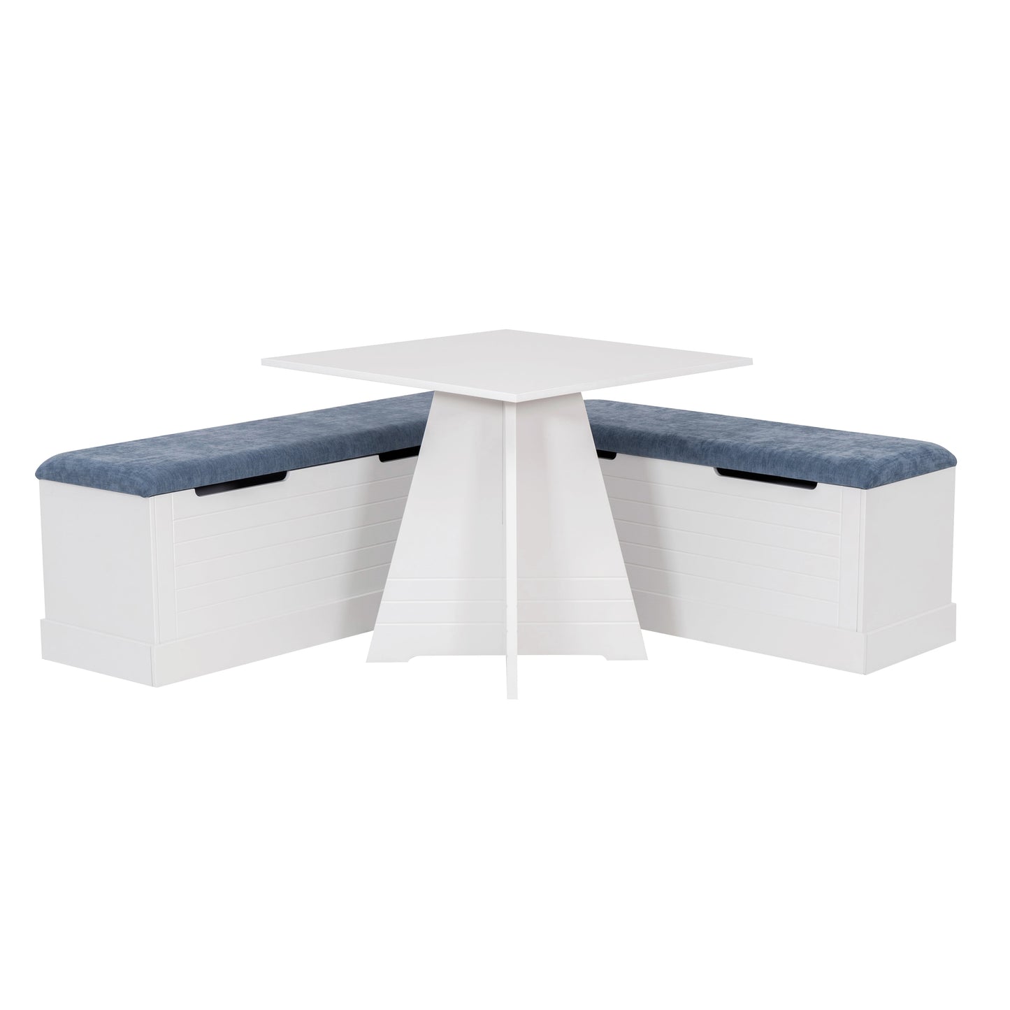 Ensemble table d'appoint carrée bleue et blanche Nancy