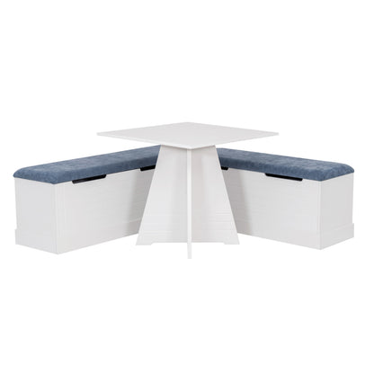 Ensemble table d'appoint carrée bleue et blanche Nancy