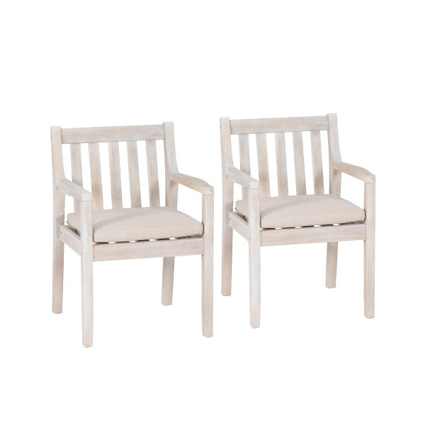 Chaises de salle à manger d'extérieur Svana Natural avec accoudoirs (lot de 2)
