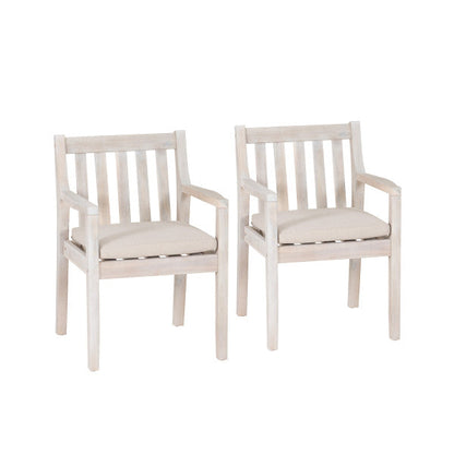 Chaises de salle à manger d'extérieur Svana Natural avec accoudoirs (lot de 2)