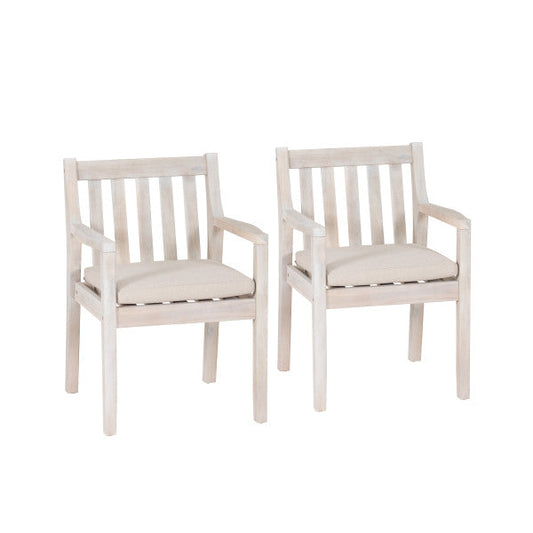 Chaises de salle à manger d'extérieur Svana Natural avec accoudoirs (lot de 2)