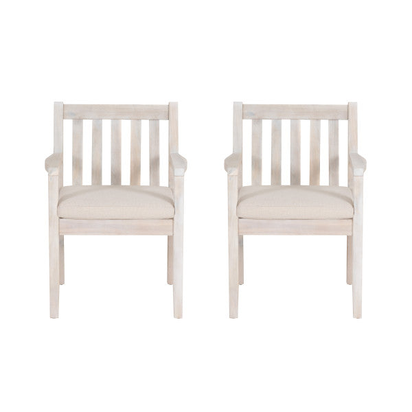 Chaises de salle à manger d'extérieur Svana Natural avec accoudoirs (lot de 2)