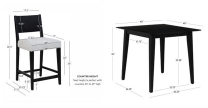 Ensemble de comptoir 3 pièces rembourré noir Cosgrove