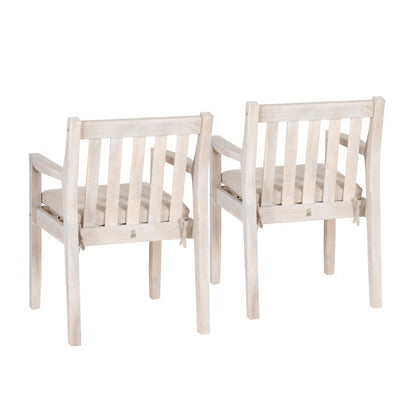 Chaises de salle à manger d'extérieur Svana Natural avec accoudoirs (lot de 2)