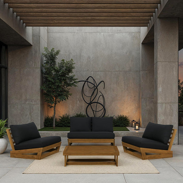 Ensemble d'extérieur Bluffton noir, blanc ou gris, 4 pièces