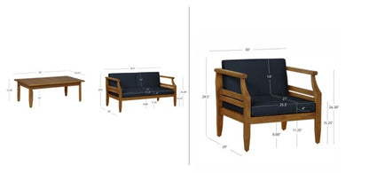 Ensemble de conversation Corolla Navy 4 pièces