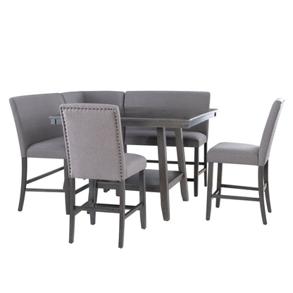 Ensemble de comptoir Seneca Gray, banc Nook 6 pièces