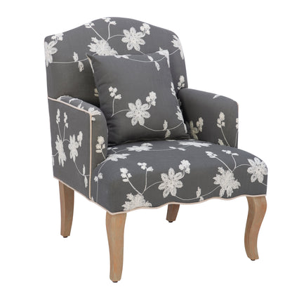 Fauteuil brodé à fleurs Kenna Gray