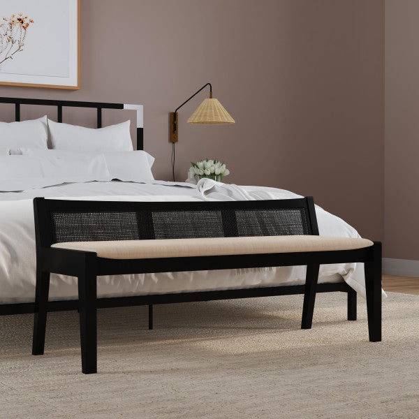 Banc à dossier en rotin Beaux