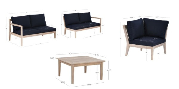 Ensemble de canapés d'angle 4 pièces Svana beige ou marine