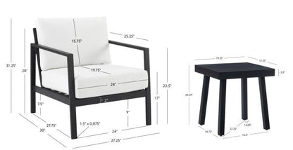 Ensemble de conversation extérieur 3 pièces Alora en aluminium