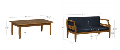 Ensemble canapé deux places et table basse Corolla bleu marine ou beige