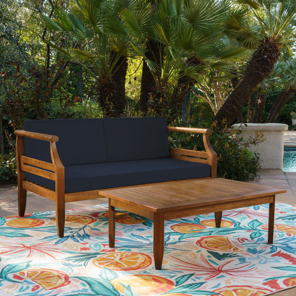 Ensemble canapé deux places et table basse Corolla bleu marine ou beige