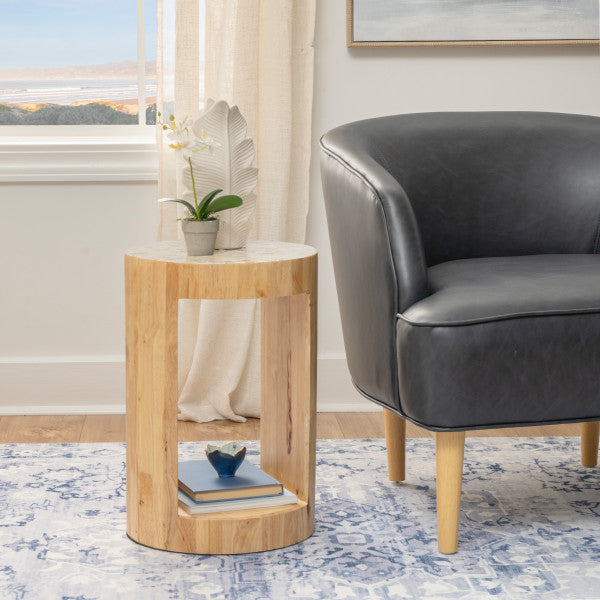 Table d'appoint Capiz beige et bois