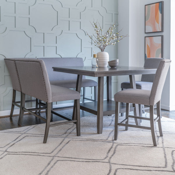 Ensemble de comptoir Seneca Gray, banc Nook 6 pièces