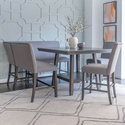 Ensemble de comptoir Seneca Gray, banc Nook 6 pièces