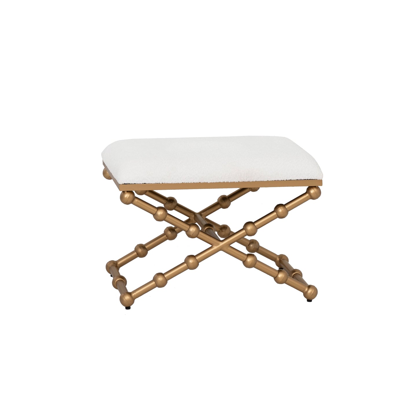 Tabouret sphérique doré bouclé crème de campagne