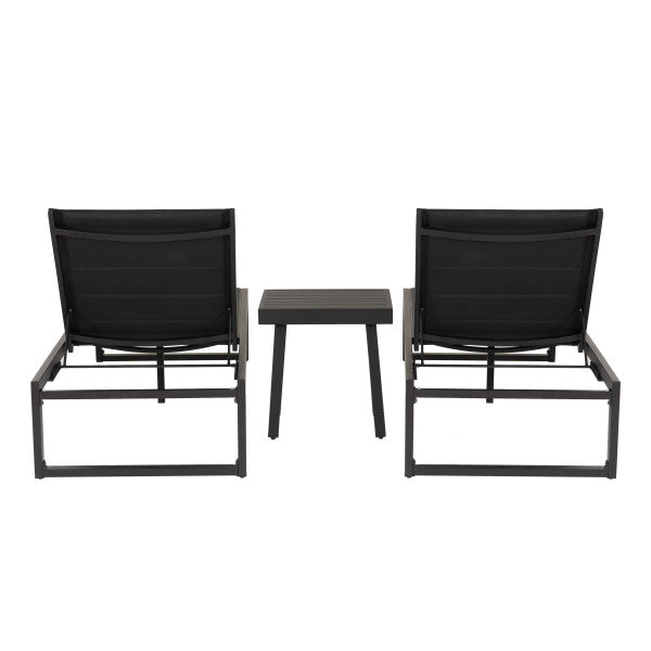 Ensemble de chaise longue et table 3 pièces Alora en aluminium