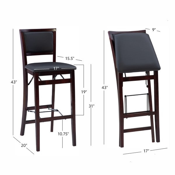 Tabouret de bar pliant Keira avec dossier rembourré