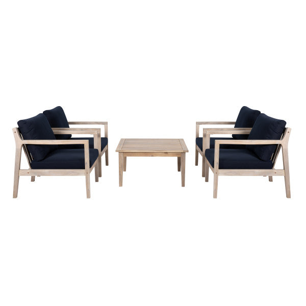 Ensemble de 5 chaises d'appoint bleues Svana