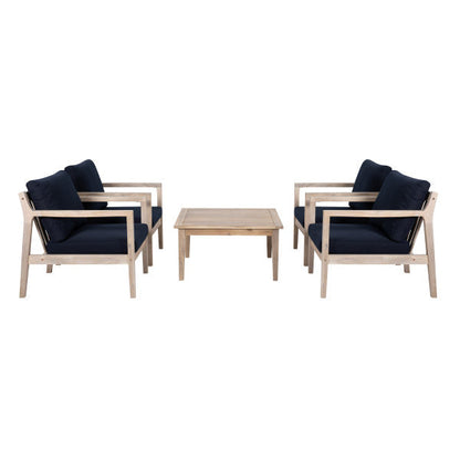 Ensemble de 5 chaises d'appoint bleues Svana